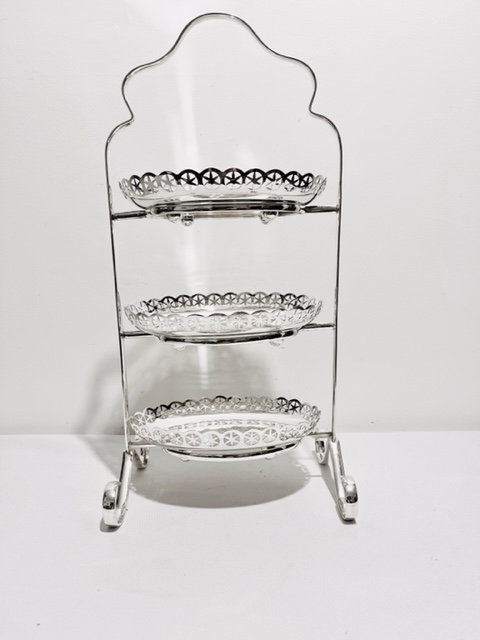 Vintage Silver Plated Three Oval Tier Cake Stand (c.1940)