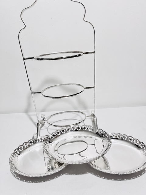 Vintage Silver Plated Three Oval Tier Cake Stand