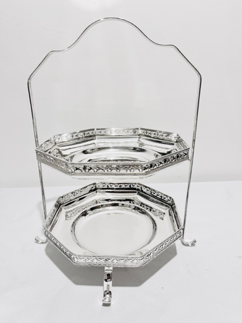 Vintage Silver Plated Two Tier Cake Stand with Removable Plates