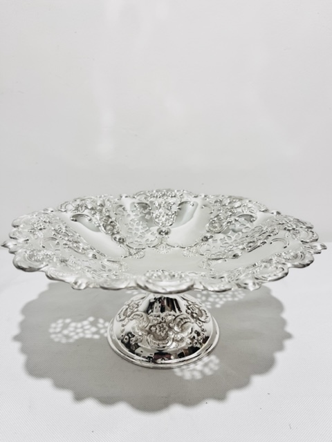 Stylish Antique Silver Plated Comport on a Pedestal Base