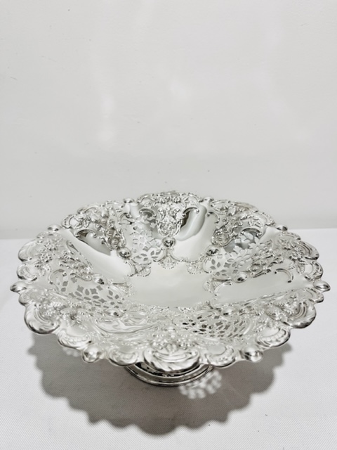 Stylish Antique Silver Plated Comport on a Pedestal Base