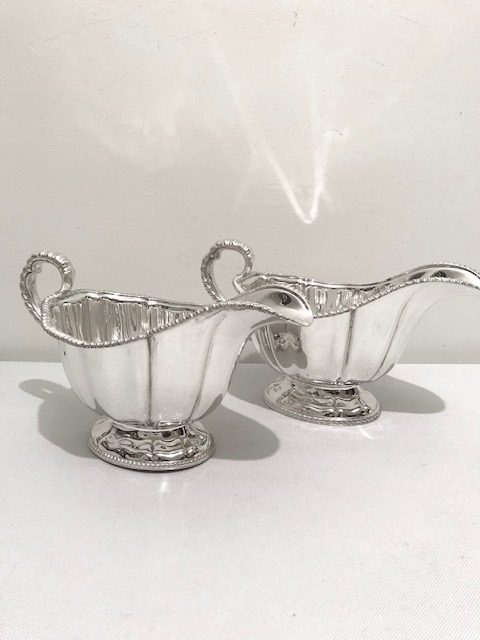 Pair of Antique Silver Plated Atkin Brothers Gravy Boats