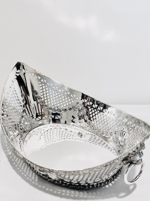 Boat Shaped Antique Silver Plated Bread Roll Dish
