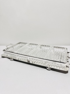 Antique Silver Plated Tray with Glass Inserts For Hors d’Oeuvres (c.1920)