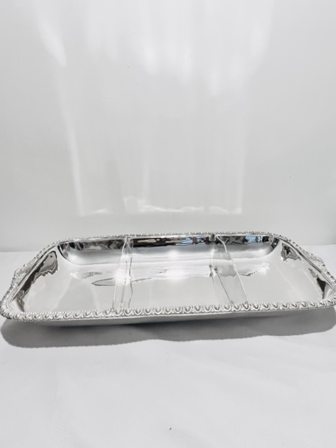 Large Antique Silver Plated Oblong Buffet Serving Tray