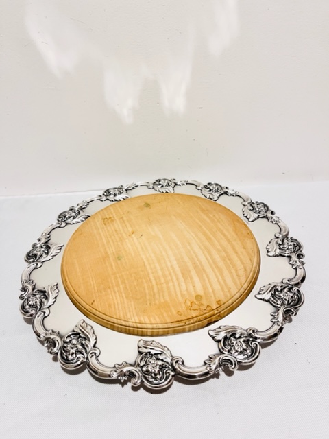 Antique Silver Plated Circular Bread or Cheese Board