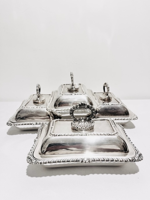 Antique Silver Plated Buffet with Four Entree Dishes