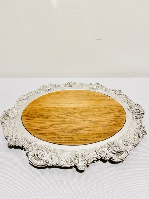 Silver Plated Bread or Cheese Board with Wood Insert (c.1800)