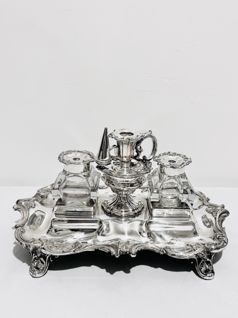 Handsome Antique Old Sheffield Plate Inkstand