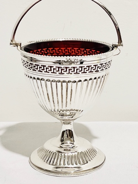 Antique Silver Plated and Ruby Glass Jam or Preserve Dish (c.1890)