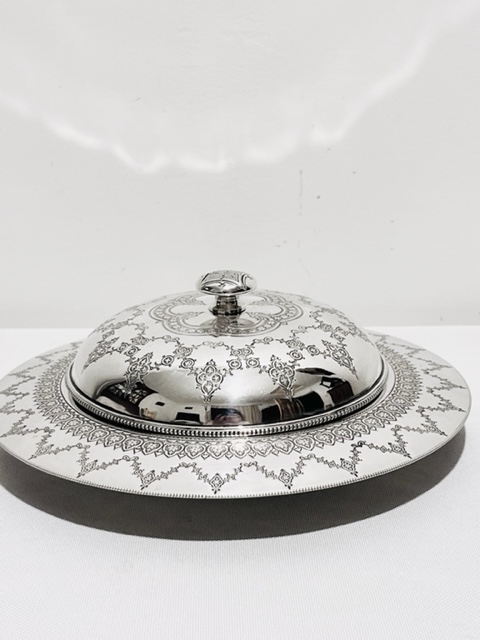 Circular Victorian Silver Plated Jam Butter or Preserve Dish