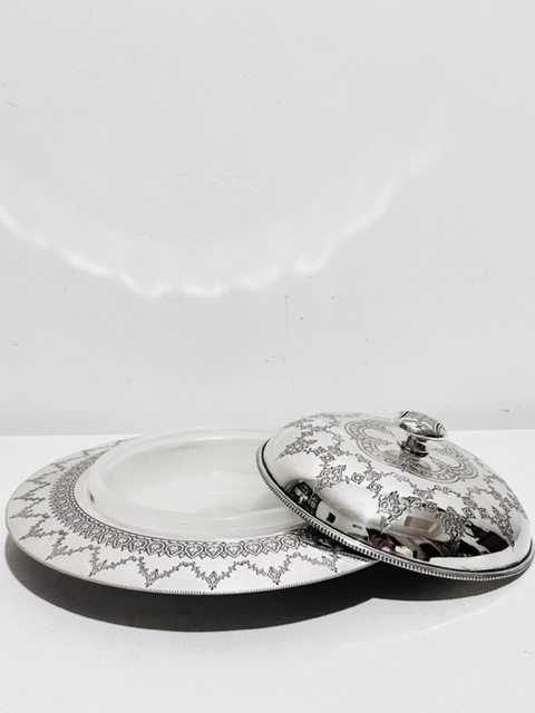Circular Victorian Silver Plated Jam Butter or Preserve Dish