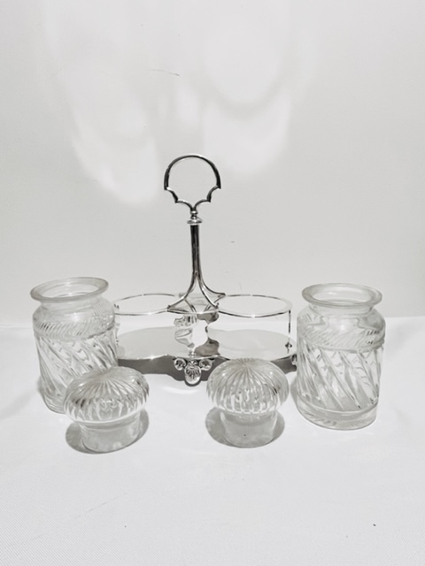 Antique Silver Plated and Glass Double Pickle Jars