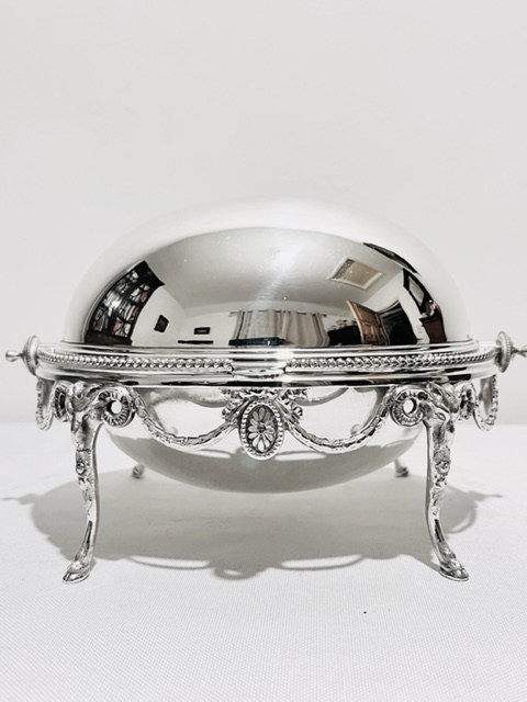 Antique Silver Plated Oval Rollover Butter Dish