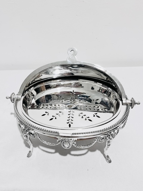 Antique Silver Plated Oval Rollover Butter Dish