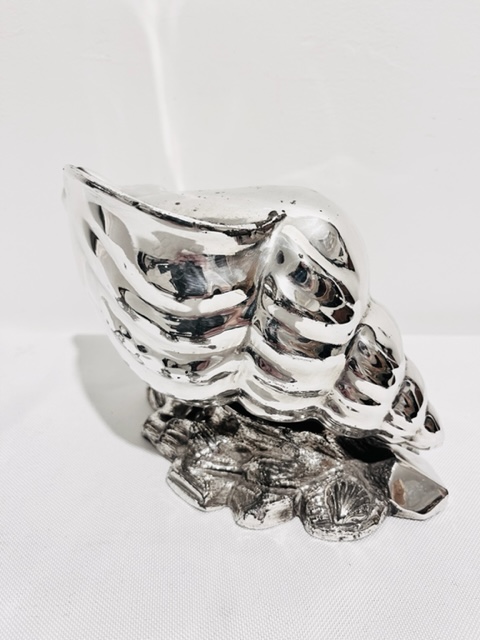 Novelty Antique Silver Plated Conch Shell Spoon Warmer