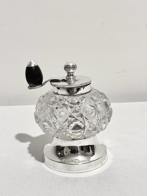 Antique Silver Plated and Cut Glass Pepper Grinder