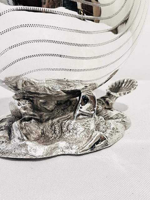 Antique Silver Plated Shell Shape Spoon Warmer