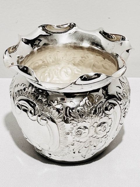 Antique Silver Plated Fern or Flower Pot with Flared Wavy Rim (c.1880)