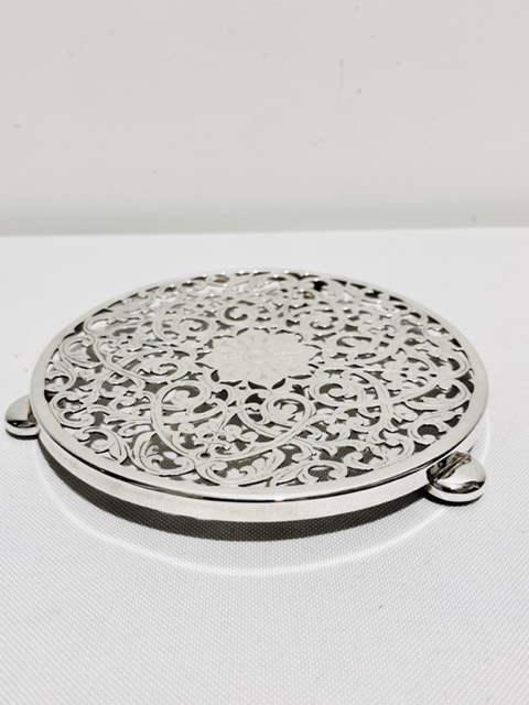 Vintage Silver Plated Round Teapot Stand or Trivet (c.1940)