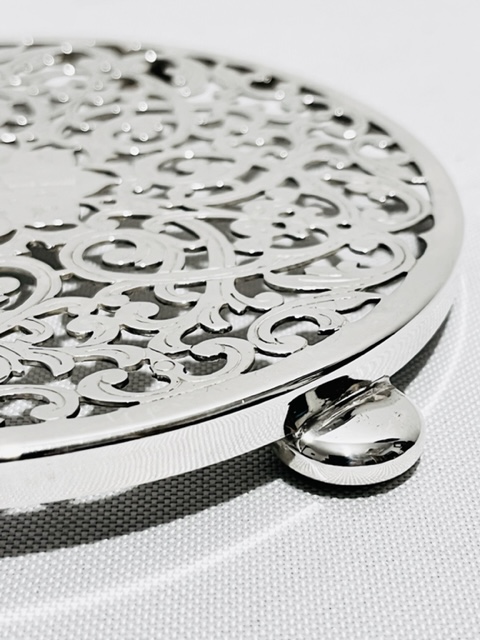 Vintage Silver Plated Round Teapot Stand or Trivet
