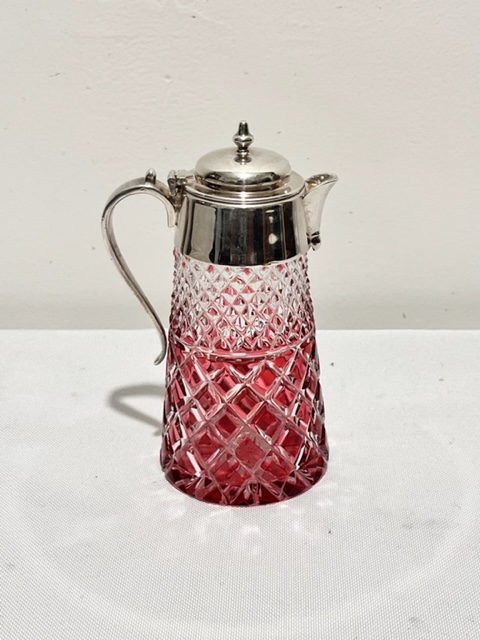 Antique Silver Plated and Cut Glass Little Syrup or Sauce Jug