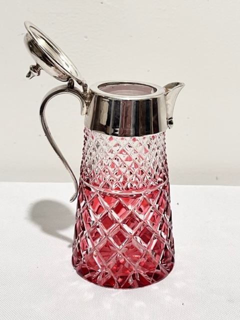 Antique Silver Plated and Cut Glass Little Syrup or Sauce Jug