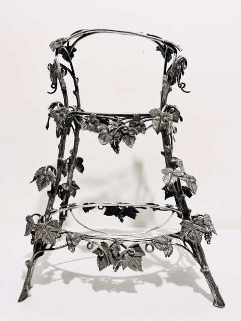 Unusual and Dramatic Antique Silver Plated Two Tier Grape Stand (c.1880)