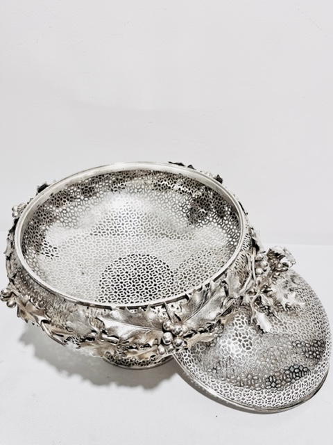 Handsome Large Antique Silver Plated Strawberry Dish
