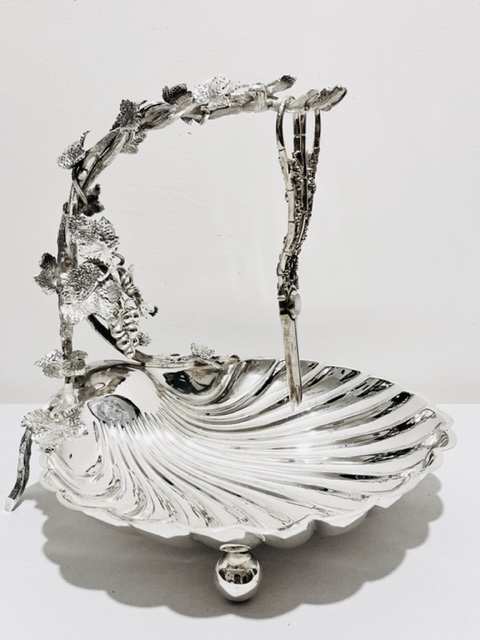 Attractive Antique Silver Plated Grapes Stand and Shears