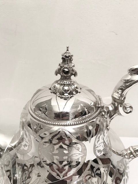 Handsome Antique Shaped Round Silver Plated Teapot