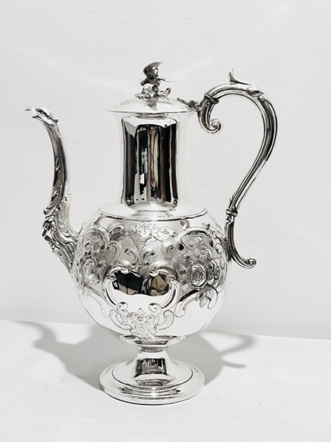Antique Silver Plated Bulbous Body Coffee Pot  (c.1880)