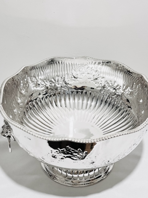 Vintage Silver Plated Punch Bowl on Fluted Circular Pedestal Base (c.1930)