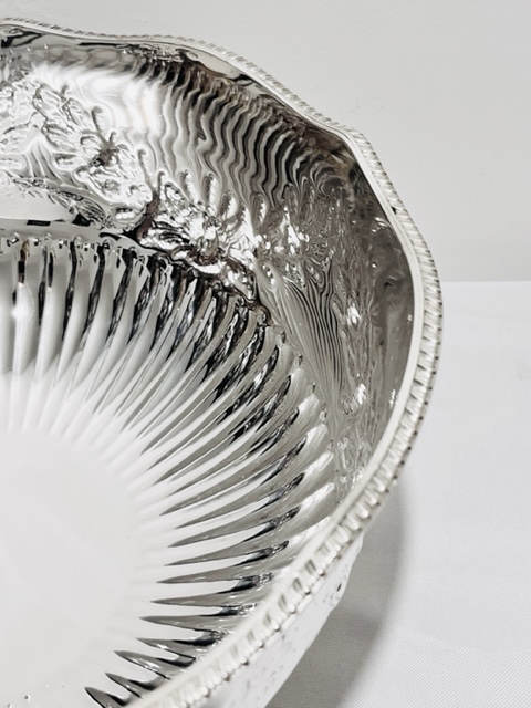 Vintage Silver Plated Punch Bowl on Fluted Circular Pedestal Base