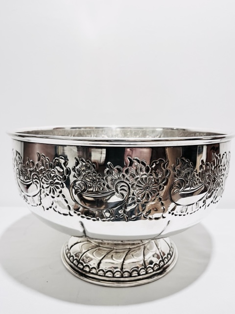 Large Silver Plated Punch Bowl Can Easily Hold 6 Bottles of Champagne