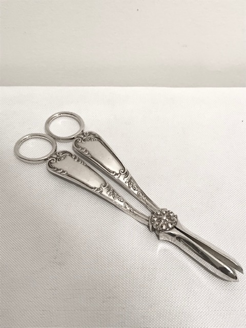Pair of Antique Silver Plated Grape Shears or Scissors