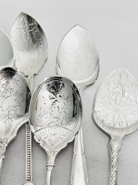 Selection of Victorian Antique Silver Plated Jam or Preserve Spoons