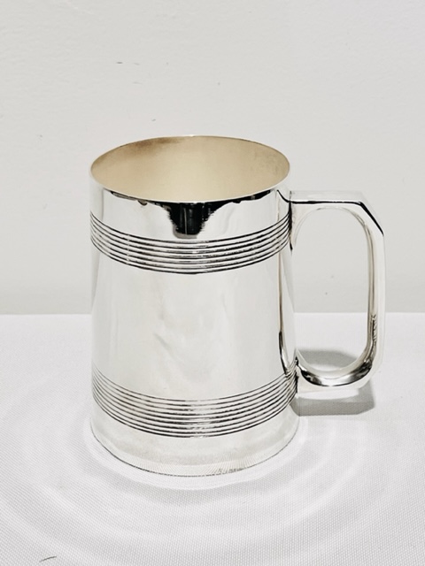 Antique Silver Plated Can Shaped Pint Tankard (c.1900)