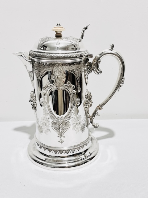 Handsome Antique Silver Plated Lidded Beer Tankard or Flagon