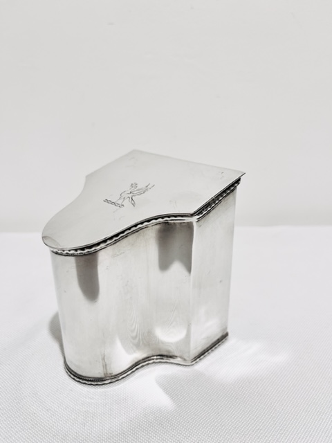 Novelty Antique Silver Plated Tea Caddy in the Shape of a Knife Box