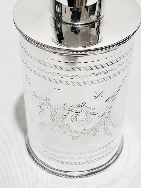 Antique Cylindrical Silver Plated Tea Caddy