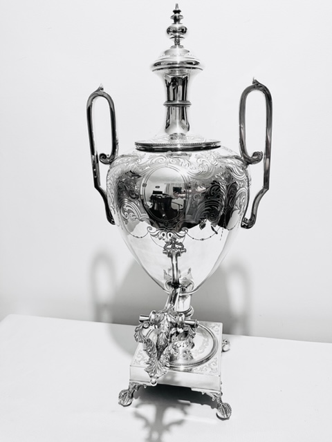 Antique Silver Plated Samovar or Tea Urn with Bulbous Body