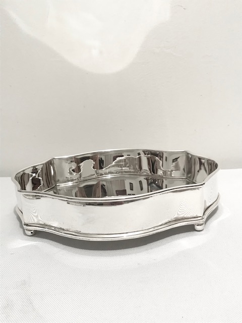 Antique Silver Small Gallery Tray the Solid Plain Raised Shaped Sides Surround a Simple Plain Tray