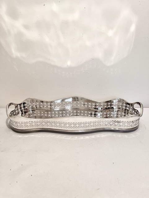 Vintage Silver Plated Gallery Tray Long Oblong 'Peanut' Shaped