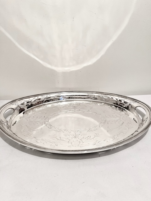 Handsome Antique Silver Plated Gallery Tray