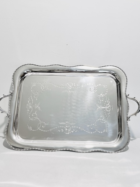 Antique Silver Plated Rectangular Tray with Loop Handles by Davis Blackham & Company