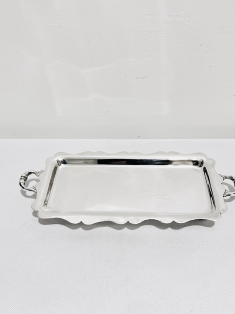 Vintage Small Silver Plated Tray with Wavy Raised Sides and Plain Base