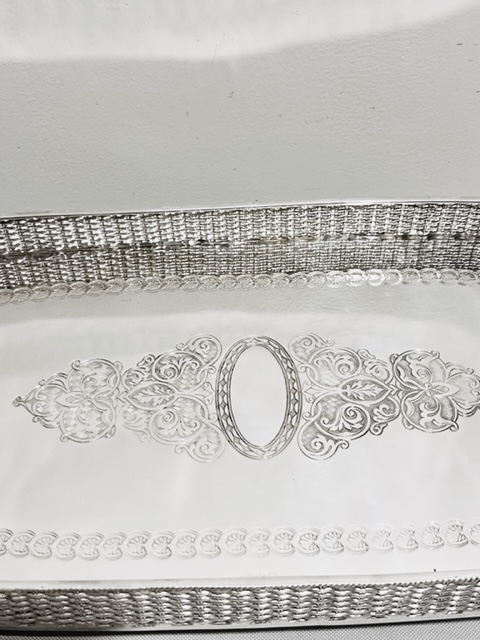 Antique Silver Plated Gallery Tray with Handsome Basket Weave Decoration