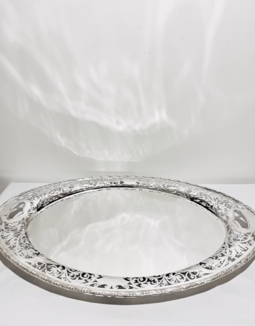 Antique Gadroon mounted with Flowers Silver Plated Tray (c.1880)