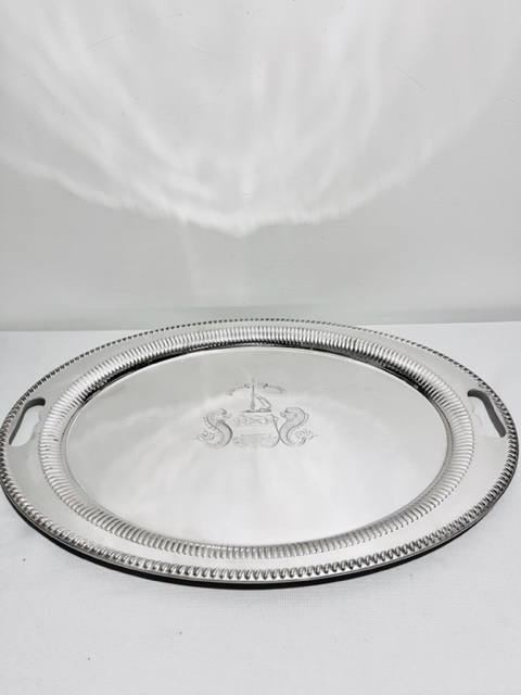 Smart Antique Silver Plated Tray with Cut Out Handles
